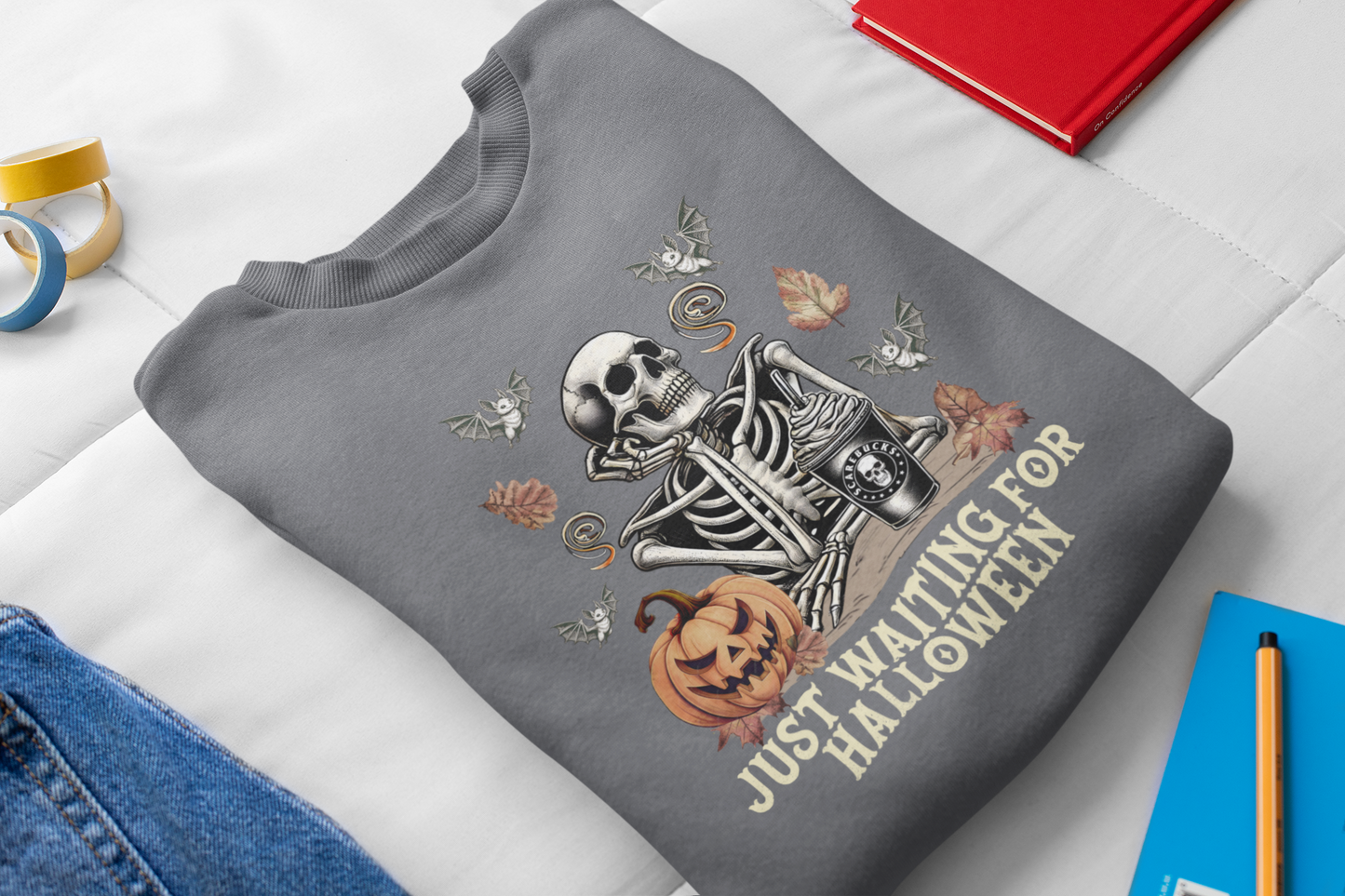 Just Waiting For Halloween Unisex Crewneck Sweatshirt
