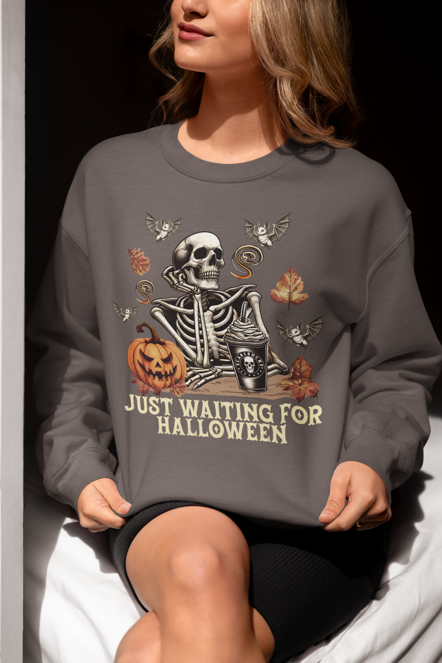 Just Waiting For Halloween Unisex Crewneck Sweatshirt